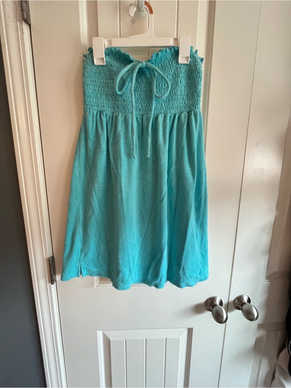 wild fable Turquoise Smocked Strapless Dress
